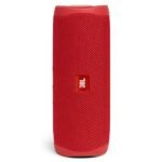 JBL Flip 5 Wireless Portable Bluetooth Speaker, Signature Sound with Powerful Bass Radiator, Vibrant Colors with Rugged Fabric Design, PartyBoost, IPX7 Waterproof & Type C (Without Mic, Red)