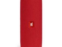 JBL Flip 5 Wireless Portable Bluetooth Speaker, Signature Sound with Powerful Bass Radiator, Vibrant Colors with Rugged Fabric Design, PartyBoost, IPX7 Waterproof & Type C (Without Mic, Red)