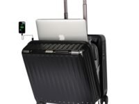 3G VACANZA Business Luggage Polycarbonate Suitcase with Eight Spinner Wheel 16 inch Laptop Trolley Bag with TSA Lock & USB Charging Port- Dark Grey (43 cm)