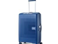 American Tourister Aerostep 8 Wheel 67 Cm Checkin Trolley Bag Hard Case Polypropylene 360 Degree Wheeling System Luggage, Trolley Bag for Travel, Suitcase for Travel, Red dot Award Winner,Navy Blue