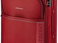 Aristocrat Baleno 69 cms Medium size Polyester Soft sided 4 Wheels Luggage/Suitcase/Trolley Bag-Red
