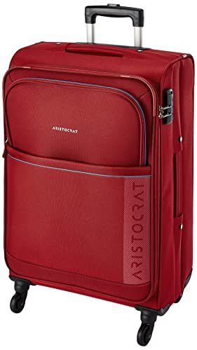 Aristocrat Baleno 69 cms Medium size Polyester Soft sided 4 Wheels Luggage/Suitcase/Trolley Bag-Red