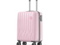 Genie Swing Trolley Bag Small Size, 56 cms Marshmallow Pink Hard Side Travel Bag for Women, 8 Wheel Luggage Suitcase for Travelling, Cabin-Friendly, Scratch Resistant, Small Trolley Suitcase