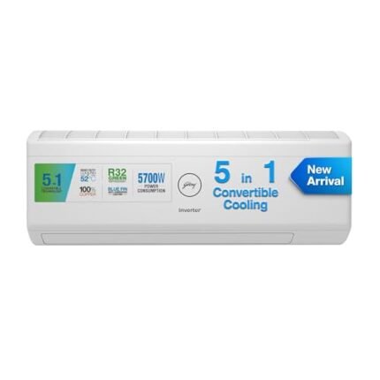 Godrej 1.7 Ton 3 Star, 5-In-1 Convertible Cooling Inverter Split AC (Copper, Heavy duty cooling at 52 °C, 2023 Model, AC 1.7T SIC 20ITC3-WWA, White)