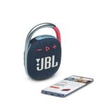 JBL Clip 4, Wireless Ultra Portable Bluetooth Speaker, JBL Pro Sound, Integrated Carabiner, Vibrant Colors with Rugged Fabric Design, Dust & Waterproof, Type C (Without Mic, Blue & Pink)