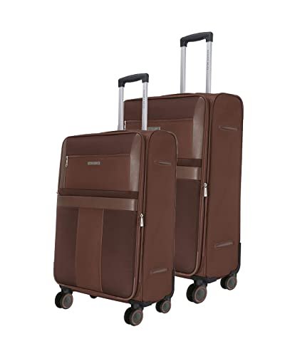 Nasher Miles Toledo Expander Soft-Sided Polyester Luggage Set of 2 Brown Trolley Bags (65 & 75 cm)