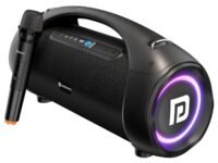 Portronics Dash 12 60W Wireless Bluetooth Party Speaker with Wireless Karaoke Mic, TWS Function, Multicolor LED Light, USB Pen Drive, Aux-in Slot, Upto 9Hrs Playtime(Black)