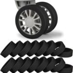 Remore® Luggage Wheel Silicone Protoctor Wheel Cover for Trolley Bag Suitcase 8PCS Trolley Wheel Cover Silicone Shock Absorption Wheel Cover Silicone for Most 8 Spinner Wheel Bag/Chair (Black)