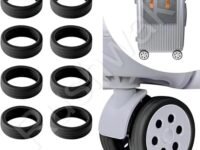 Rushwak Luggage Wheel Silicone Protector Cover 8PCS Trolley Wheel Cover Silicone Shock Absorption Wheel Cover for Trolley Bag Suitcase Wheel Cover Silicone for Most 8 Spinner Wheel Bag/Chair (Black)
