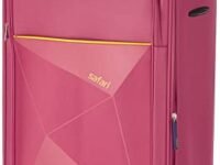 Safari Prisma 75 Cms Large Check-In Polyester Soft Sided 4 Spinner Wheels Luggage/Speed_Wheel Suitcase/Trolley Bag (Red), 77 Centimeters