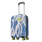 Skybags Stroke Cabin ABS Hard Luggage (55 cm) | Printed Luggage Trolley with 8 Wheels and in-Built Combination Lock | Unisex, Blue and White
