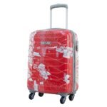 Skybags Trooper 55 Cms Small Cabin Polycarbonate Hard Sided 4 Spinner Wheels Luggage/Suitcase/Trolley Bag- Red and White