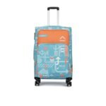 uppercase Jfk (Medium) 68Cms|Check-In Trolley Bag For Travel|Dust-Resistant Eco-Soft Polyester Printed Luggage|Sustainable 8 Wheel Speed_Wheel Suitcase For Men & Women |2500 Days Warranty (Teal Blue)