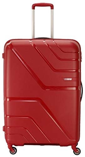 American Tourister Upland Spinner 79 Cms Polypropylene Hardsided Hard Shell Large Check-In Luggage | Speedwheel Hard Shell Suitcase | Trolley Bag, Deep Red