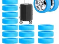 BMG Import Export Luggage Wheel Silicone Protector Cover 16 Pcs Trolley Wheel Cover Silicone Shock Absorption Wheel Cover for Trolley Bag Suitcase Wheel Cover Most Spinner Wheel Bag / Chair Blue