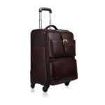 DORPER MONEYHILL Stylish and Durable Leather Trolley Luggage Bag Perfect for Travel and Business 46 litres Suitcase (Dark Brown, Leather)