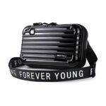 Forever Young cross-body sling box bag for girls and womens | Mini suitcase convertible into cosmetic sling bag | Detachable Broad Strap