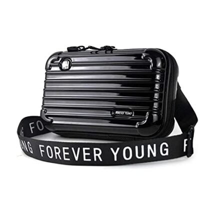 Forever Young cross-body sling box bag for girls and womens | Mini suitcase convertible into cosmetic sling bag | Detachable Broad Strap