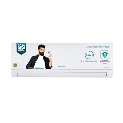 Hisense 1.5 Ton 5 star Inverter Split AC(Copper, 4-in-1 Convertible with Intelligent 4 modes, PM 2.5 filter, Anti corrosion, Self Clean, 2024 Model, AS-18TR4R5AP1, White with Chrome Deco Strip)