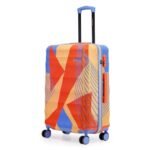 Nasher Miles Chicago Hard-Sided Polycarbonate Printed Check-in Luggage Orange Blue 24 inch | 65cm Trolley Bag Suitcase