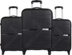 Safari Hard Trolley Bag Set of 3 Suitcase for Travel Luggage Bag with 4 Wheel and Number Lock (E Black)