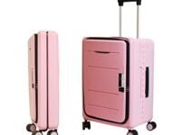 USHA SHRIRAM Check-in Bag (24 inch - 65cm) Collapsible Luggage Bag | Rose Pink| Suitcase for Travel | 360 Degree Wheel & Lock | Foldable Trolley Bag for Travel