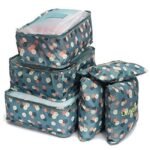 VATTU 6 in 1 Travel Laundry Pouch Cosmetics Makeup Bags Organizer Luggage Waterproof Suitcase Men and Women, Luggage Laundry Clothes Storage Pouch Bags (Blue Flower)