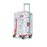 uppercase Cyber Punk (Small) 56cms | Cabin Trolley Bag for Travel |Polycarbonate Hardsided Printed Luggage|Combination Lock|8 Wheel Trolley Bag |Suitcase for Men and Women |2000 Days Warranty (White)