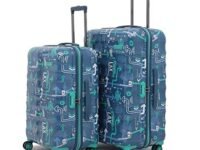 uppercase JFK Trolley Bag Set of 2 (M+L) | Hardsided Polycarbonate Printed Luggage |Combination Lock| Check-in Luggage |8 wheel Trolley Bag | Suitcase for Men & Women | 2000 Days Warranty (Denim Blue)