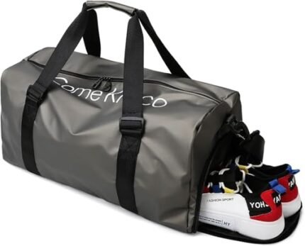 Gym Duffle Bag for Men Women with Shoe and Wet Compartment Sport Workout Waterproof Bags Large for Fitness Yoga Swimming Traveling Duffel (Silver)