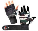 Aprodo Cardio Leather Fitness Gym Gloves with Long Wrist Support (Free Size) (Camouflage)