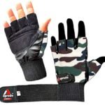 Aprodo Cardio Leather Fitness Gym Gloves with Long Wrist Support (Free Size) (Camouflage)