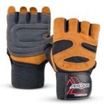 Aprodo Torrido Fitness Gym Gloves with Wrist Wrap Support, for Men and Women, Free Size (Black Brown)
