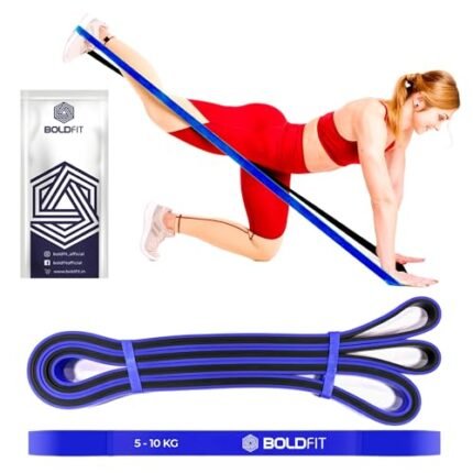 Boldfit Natural Rubber Resistance Premium Bands for Workout Dual Color Premium Heavy Resistance Band for Stretching, Pull Ups, Home Exercise Resistance Band for Gym - Blue (5-10kg Resistance)