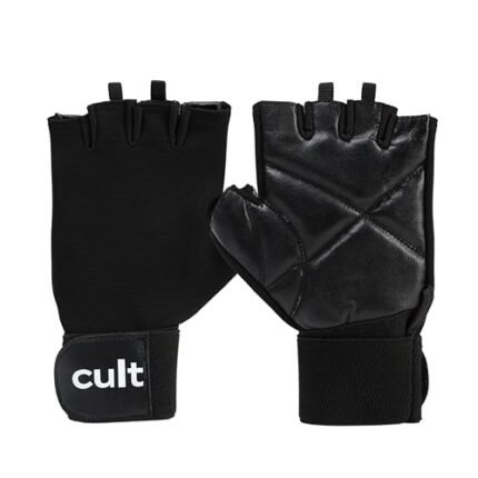 CULT Gym Gloves for Men & Women | with Wrist Support Accessories for Weightlifting, Training, Exercise, Cycling Gloves | Fitness Gloves | Black | Small
