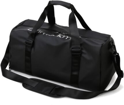 Gym Duffle Bag for Men Women with Shoe and Wet Compartment Sport Workout Waterproof Bags Large for Fitness Yoga Swimming Traveling Duffel (Black)