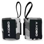 Kobo Camouflage Grey Wrist Wraps with Thumb Loop - Professional Wrist Support Braces for Men & Women - Weight Lifting Cross Fitnesspowerliftingstrength Training