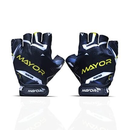 Mayor Hunter Gym Gloves, Wrist Support, Workout Gloves, Exercise and Sports Gloves Gym & Fitness Gloves (Black & Yellow, Medium)