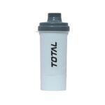 TOTAL Shaker Bottle 600ml for Protein Supplements Gym Sipper with Supplement Storage Container BPA-Free PP Material Leakproof for Workout, Fitness & Sports-White/Grey -600 ML