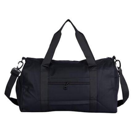 TS WITH TECHSUN Large Travel Gym Duffle Bag for Men Women – 47cm Water-Resistant Sports Bag with Shoe Compartment, Adjustable Strap, Multiple Pockets for Workout, Fitness, Travel, Weekend (Black)