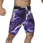 USI UNIVERSAL Shorts for Men, 411PM Marble Physique Board Shorts, Fitness Shorts, Polyester Elastane Construction, Hook Loop Fly (Large, Blue)